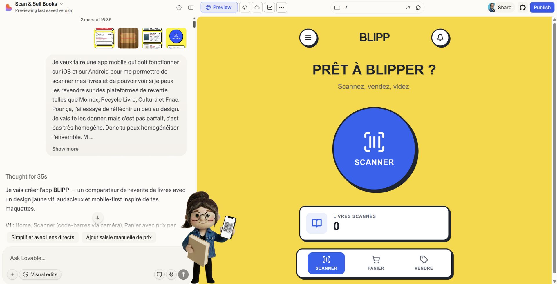 BLIPP, ma première app. Jaune et bleu, très IKEA. J'étais quand même fière du nom.