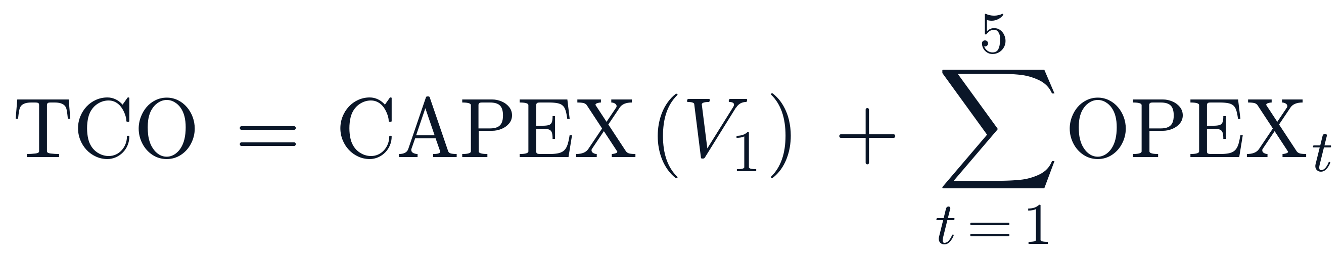 TCO = CAPEX (V1) + somme des OPEX annuels