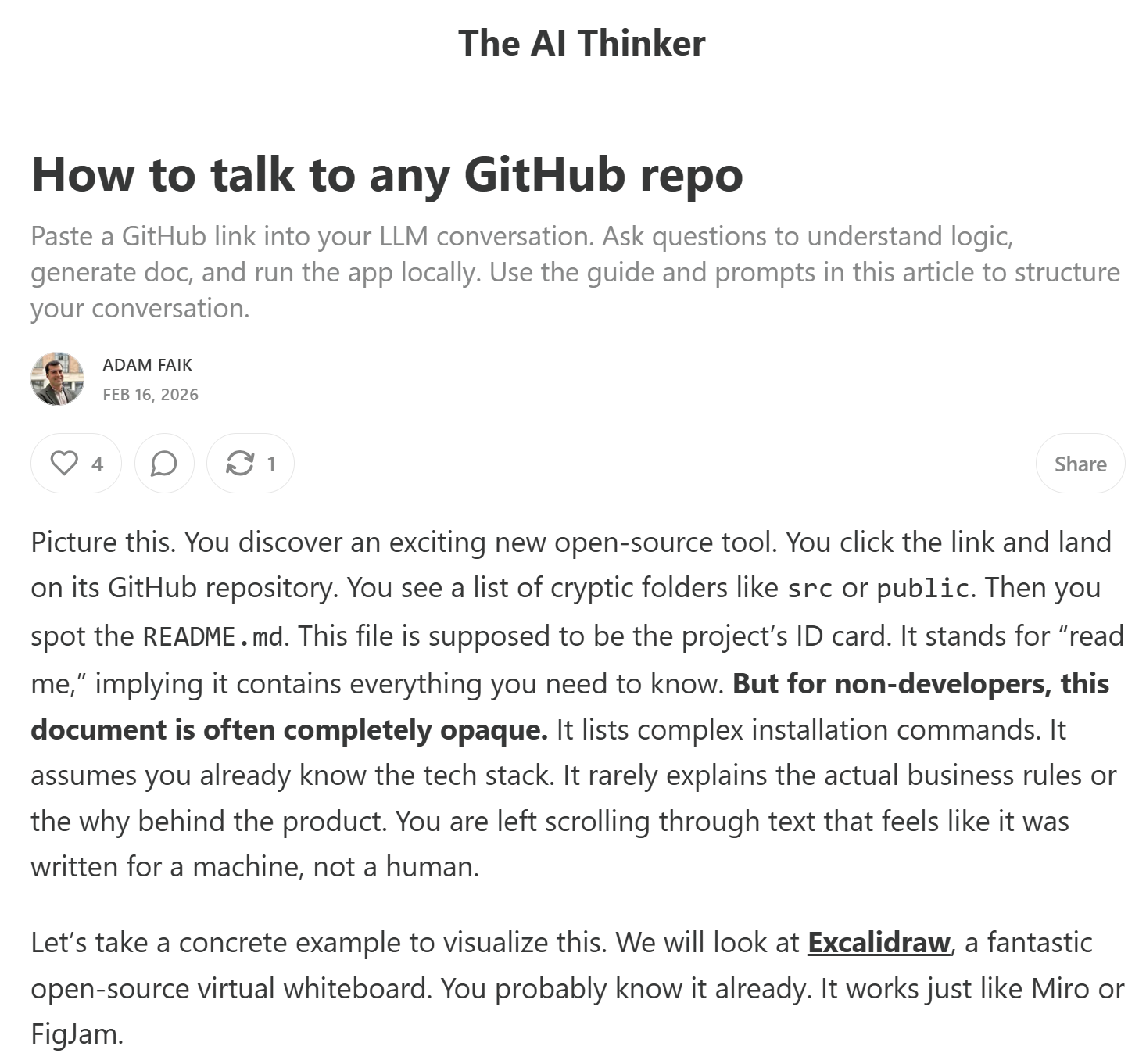 Article The AI Thinker : How to talk to any GitHub repo